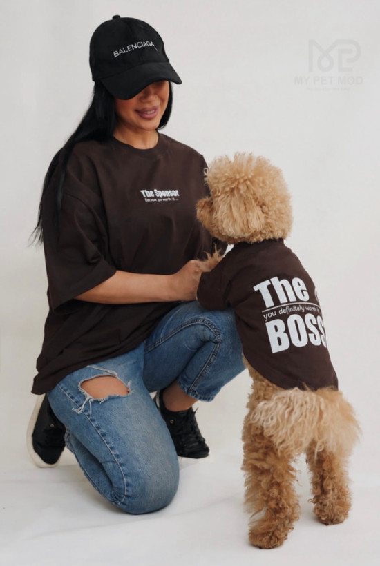 تیشرت پاییزه سگ و گربه مدل the boss
