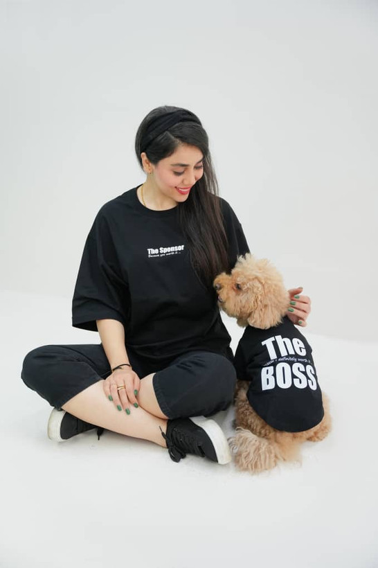 تیشرت پاییزه سگ و گربه مدل the boss